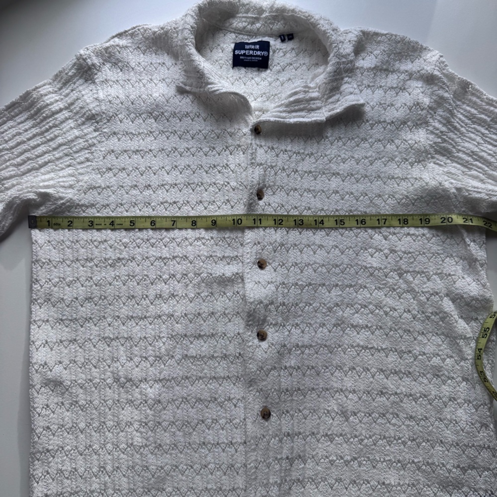 Superdry Men’s Superdry Knitted texture shirt in ecru crochet - Picture 6 of 9